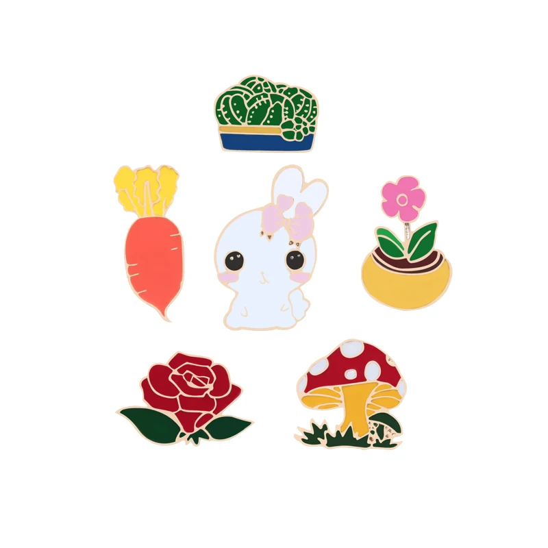 style 8 9 стилей, модный значок, брошь и эмалированные булавки, шапка, кактус, роза, кролик, мороженое, дельфин, детский подарок для женщин, броши, вечерние - Окраска металла: style 8