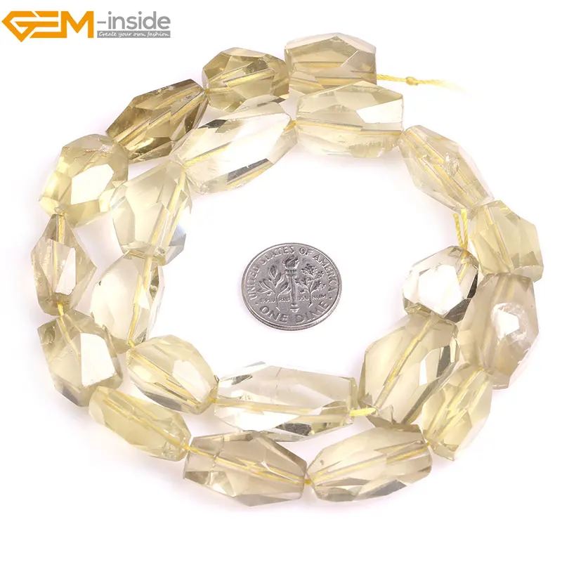 

Gem-inside Natural Freeform Faceted Olives Spacer Lemon Stone Beads For Jewelry Making Beads 15inches DIY Jewellery