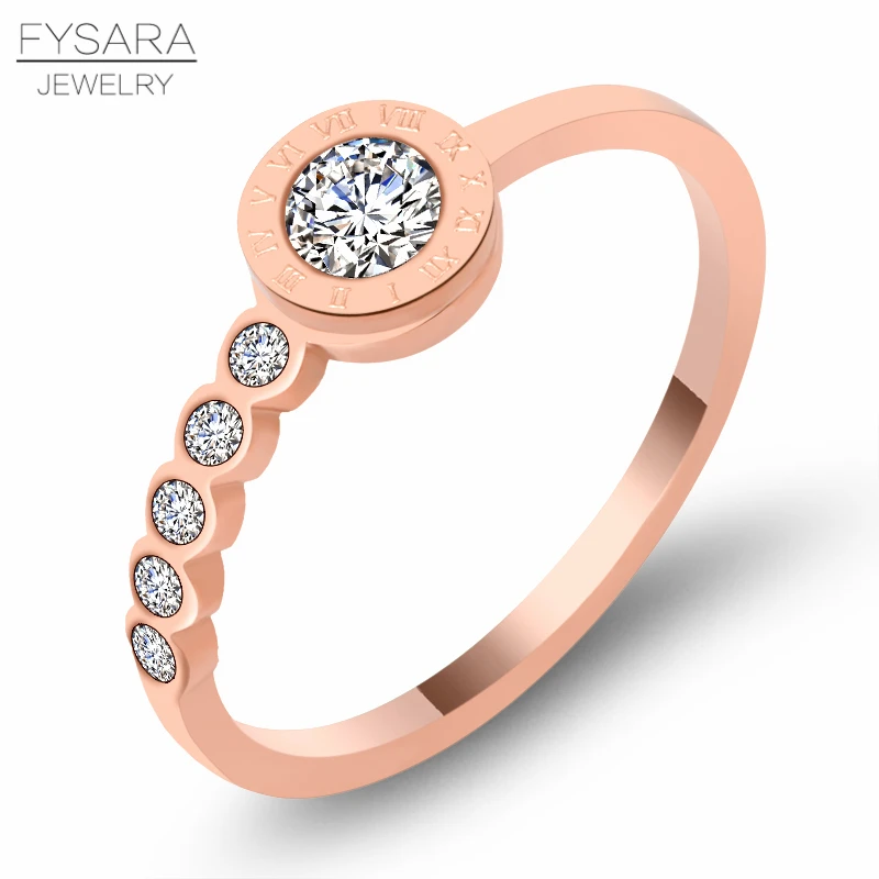 Кольцо FYSARA с римскими цифрами и круглым кубическим цирконием свадебное