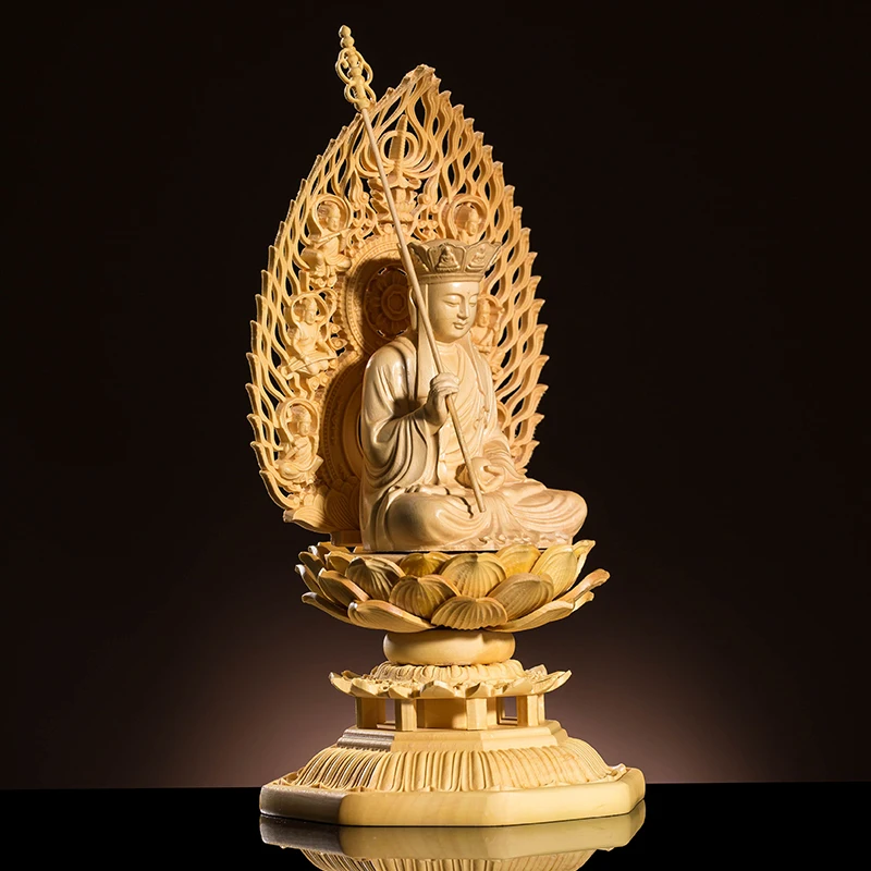 Ksitigarbha король Инферно 17 см китайская статуя Будды из самшита деревянная богиня