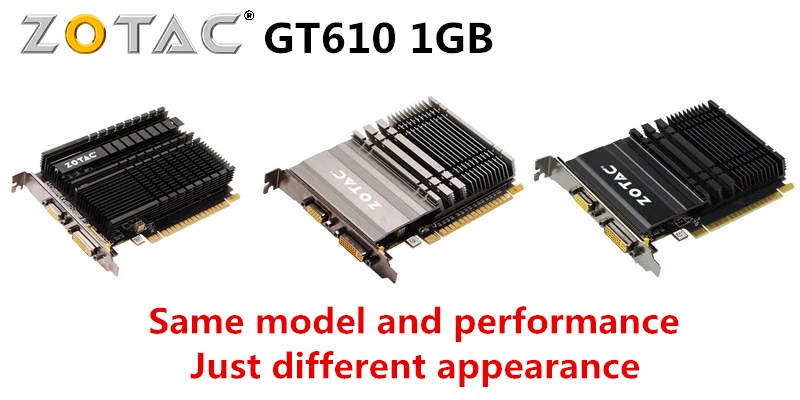 ZOTAC видеокарта GeForce GT 610 1 Гб 64 бит GDDR3 видеокарты GPU карта для NVIDIA оригинальная GT610 1GD3 GT610-1GB Dvi VGA PCI-E