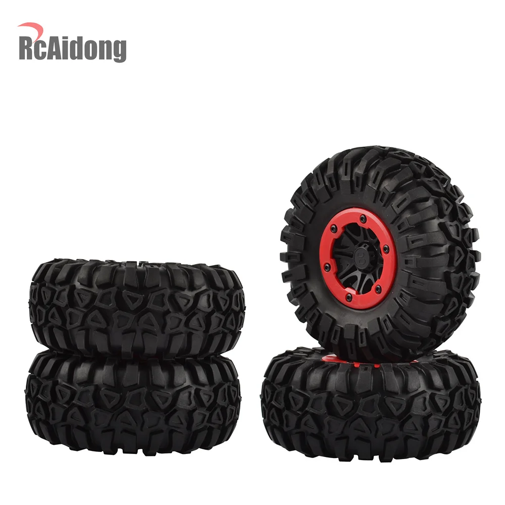 4 шт. 2 &quotрезиновые шины и пластиковые Beadlock обод колеса для Axial SCX10 90053 AX10 Wraith RR10 Yeti