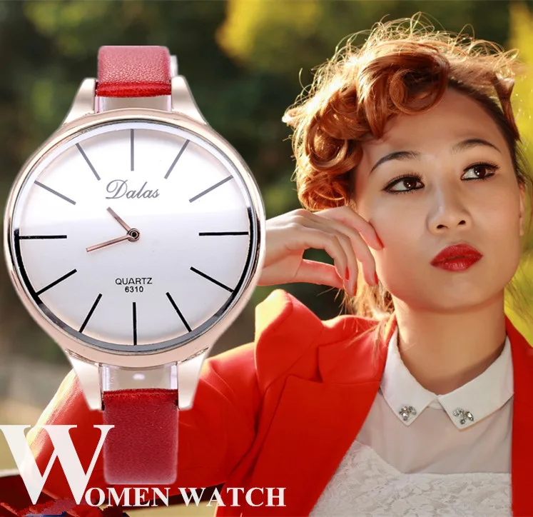 Часы наручные женские кварцевые модные повседневные с кожаным ремешком круглым