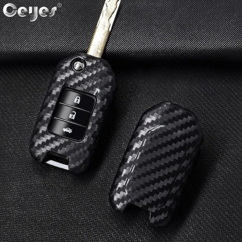 

Ceyes автомобильный Стайлинг автомобильный защитный чехол для ключа для Honda Civic Accord Odyssey углеродное волокно зернистость Складной Корпус аксес...