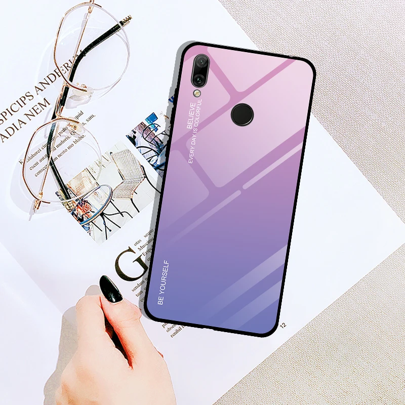Чехол из закаленного стекла с градиентом для huawei Y7 Prime Y7PRIME DUB-LX1 Y7 Pro DUB-LX2, жесткий чехол для телефона с полным покрытием