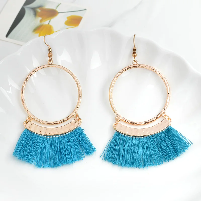 Naomy&ampZP Bohemia Tassel Drop Earrings Women Round Dangle Big Long Statement Ethnic 2017 Fashion Jewelry Accessories | Украшения и