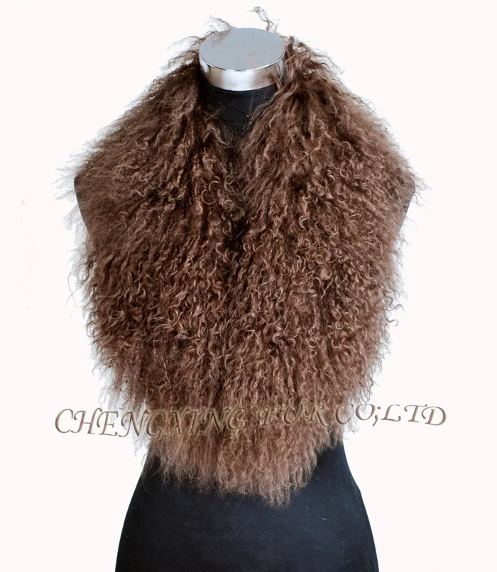 brown CX-A-52H съемный монгольский ягненок большой меховой воротник - Цвет: brown