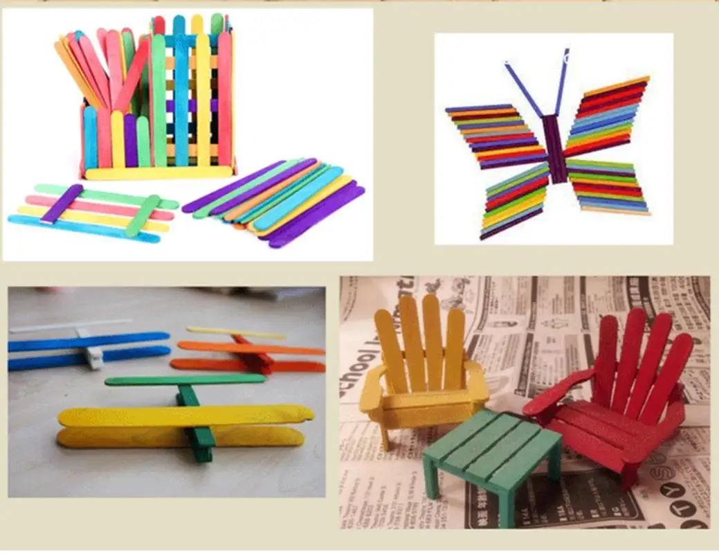 50 шт./упак. Дети DIY деревянные палочки для мороженного Детская ручной работы Материал древесины пустой креативное украшение ремесло инструмент