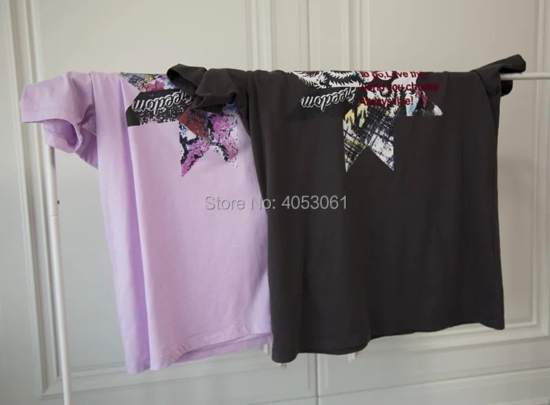 Хлопок письмо стекаются& пятнистый octagon Print T-Shirt-сезон: весна–лето Для женщин с круглым вырезом футболки