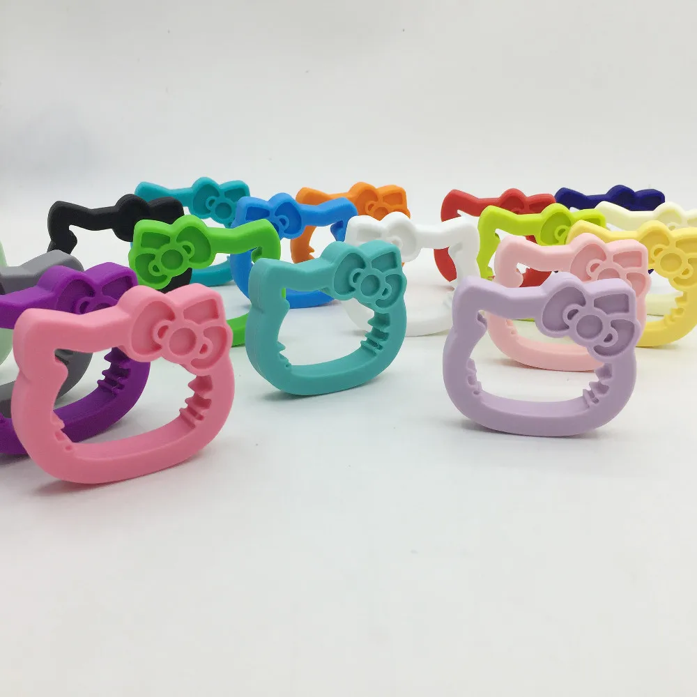 Новинка! 3 шт./партия смешанные цвета силиконовый hello kittly кулон в виде игрушки для режущихся зубов ожерелье без БФА Силиконовые Прорезыватели для зубов игрушка-силиконовый Прорезыватель