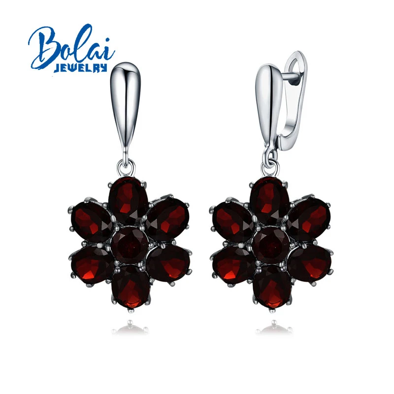 earring Bolaijewelry, гранат, ювелирный набор, натуральный gemstonet, 925 пробы, серебряный, цветочный дизайн, хорошее ювелирное изделие для женщин, подарки на годовщину - Цвет камня: earring