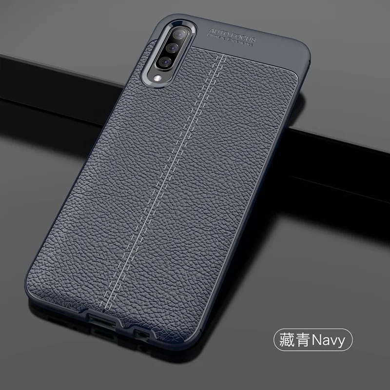 Синий Для samsung Galaxy A70 Чехол кожаный Стильный чехол прочный ТПУ чехол для телефона для Galaxy A50 A 70 чехол 360 полная защита бампер - Цвет: Синий