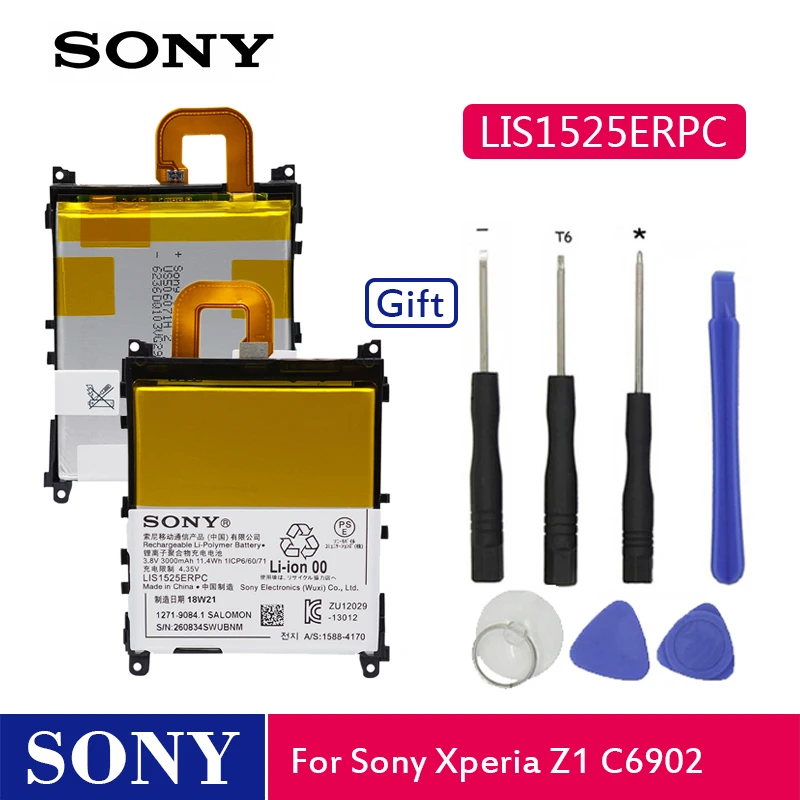 Оригинальный аккумулятор для телефона Sony LIS1525ERPC SONY L39h Xperia Z1 Honami SO 01F C6902 C6903 3000 мАч|Аккумуляторы мобильных