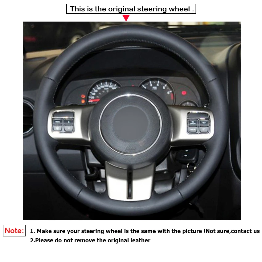 Черный PU искусственная кожа Чехол рулевого колеса автомобиля для Jeep Grand Cherokee 2011-2013 Компас Патриот 2011- Wrangler 2011