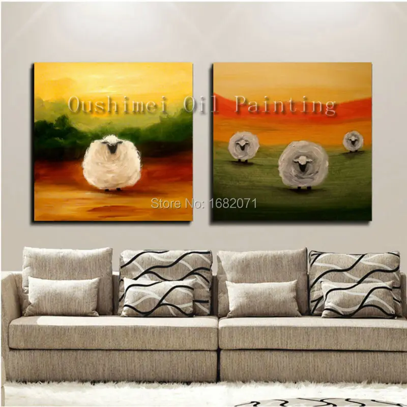 Высококачественная Современная декоративная живопись маслом овец ручной работы