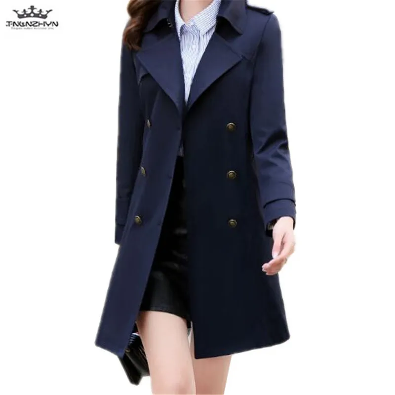 

tnlnzhyn 2019 New Spring Women Solid Trench Coat Fashion Double-breasted Windbreaker Coat Medium long Outerwear Y981