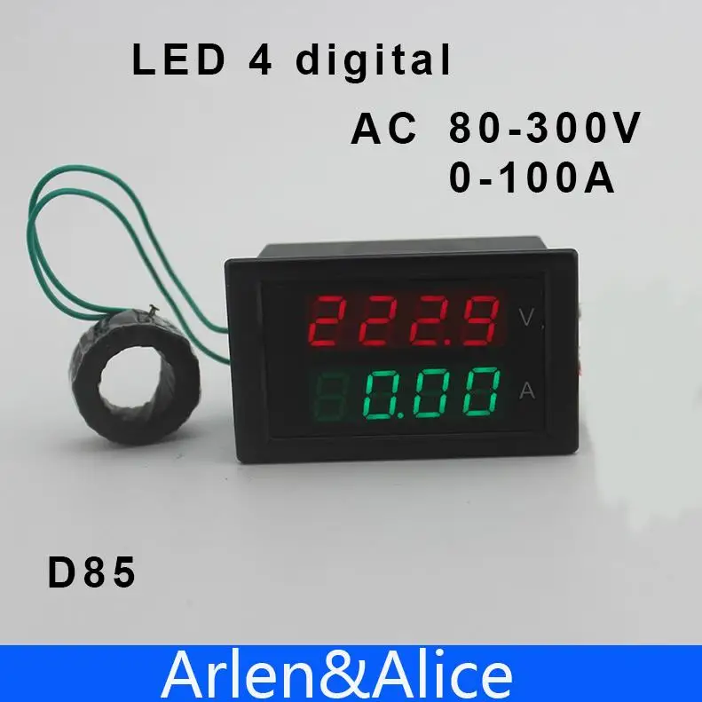 Двойсветодиодный 4 цифровой AC 80 300V 0 00 A дисплей напряжения и фотометра