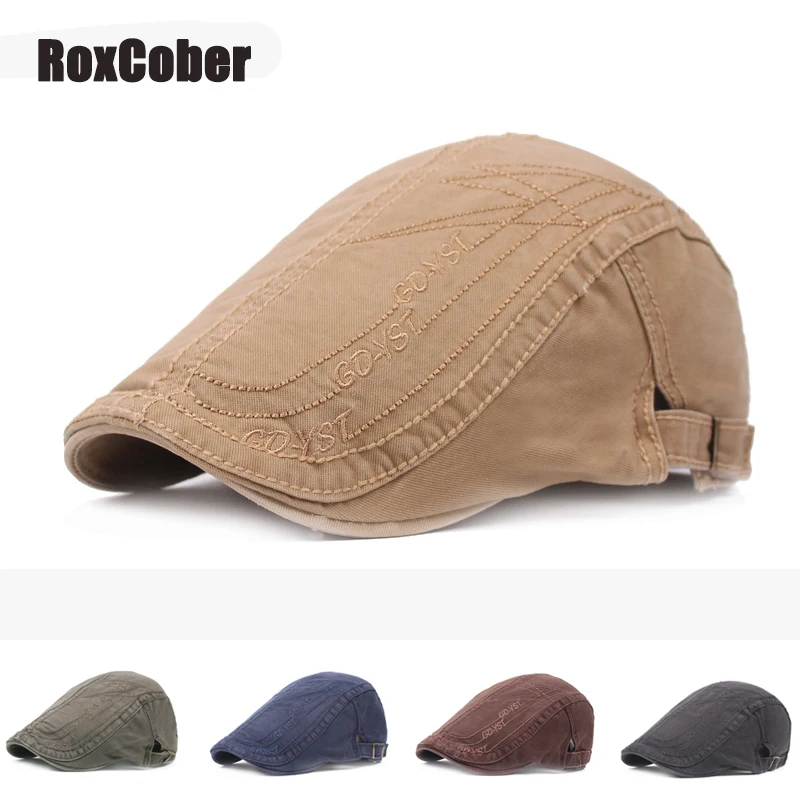 Береты RoxCober унисекс весна-лето дышащие однотонные хлопковые плоские кепки
