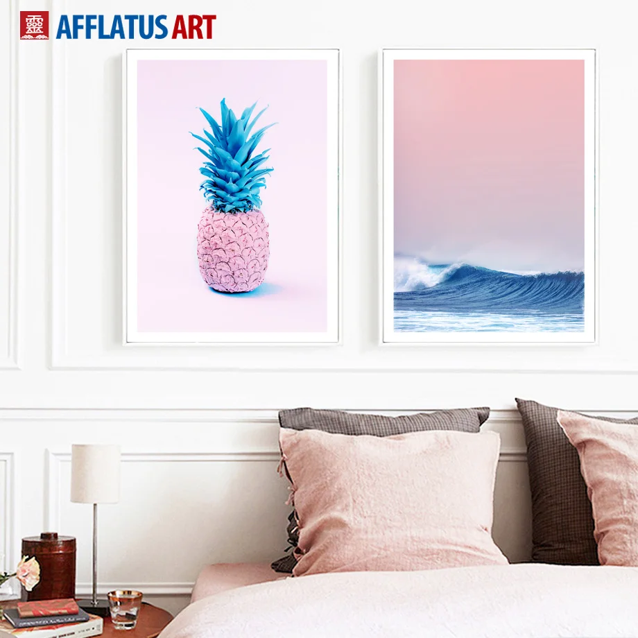 Фламинго Ананас Цветок морской пейзаж на стену художественная картина холст
