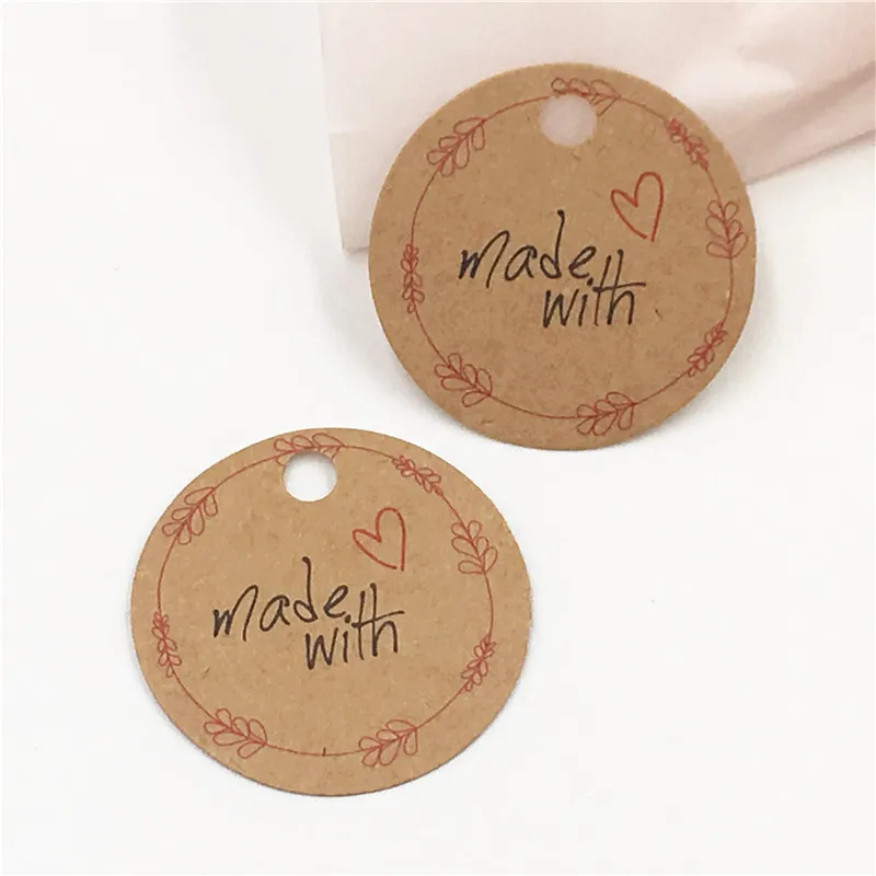 100 шт круглая крафт висячая карта 3x3 см 2 стиля печати лаконичный современный