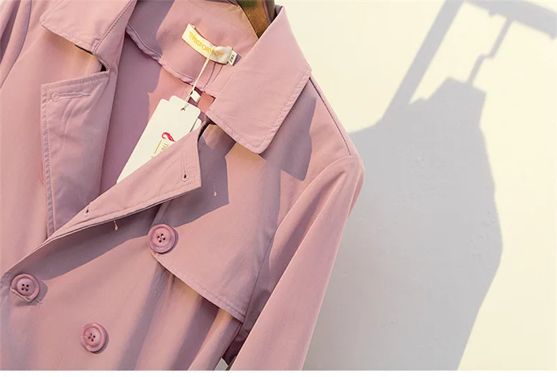 Plus size 5XL Cotton Trench Coat Women Spring Autumn Solid color Double-breasted Long Windbreaker Casual Tops Female Trench