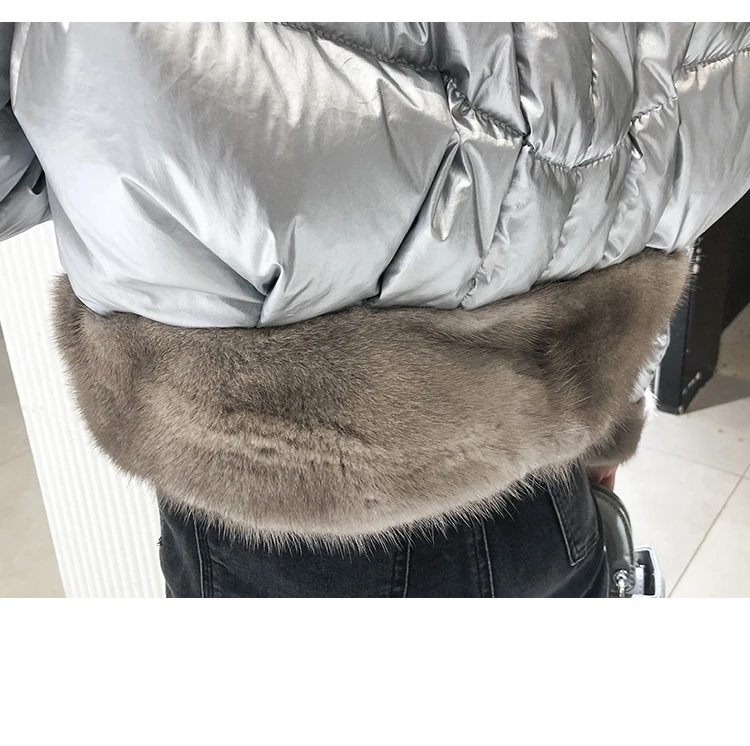 Женская парка с норковым мехом OFTBUY, серебристая зимняя куртка на утином пуху, плотная и теплая уличная одежда