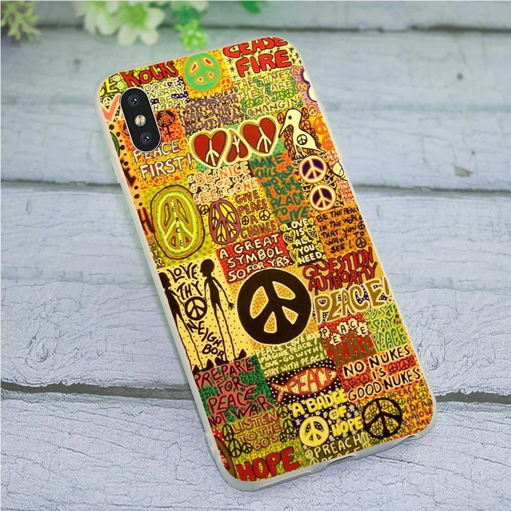 Мягкий ТПУ чехол для телефона iPhone X Hippie Psychedelic 6 6S XR Xs Max 8 Plus 7 5S 5 SE Shell 11 pro|Бамперы| |