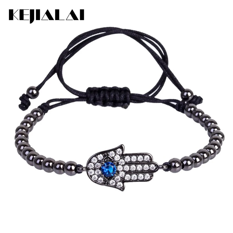 Анил аржандас сглаза мужской браслет микро проложить CZ синий кристалл Хамса