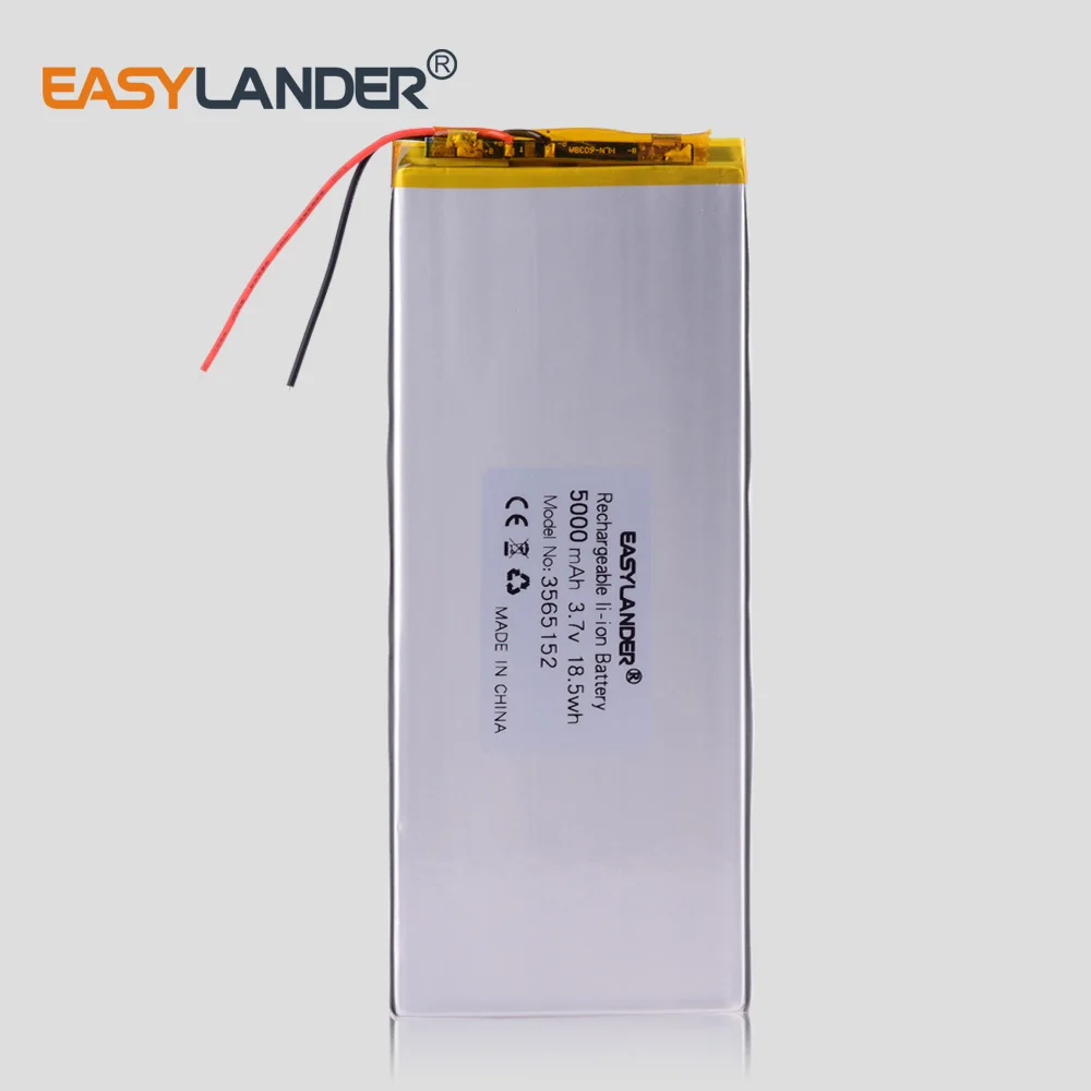 3.8V 3.7V 5000mAh 3565152 PLIB polymer lithium ion / Li-ion battery for tablet pc