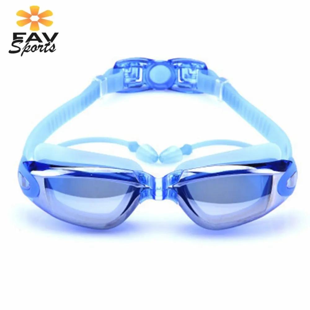 FAVSPORTS Multicolor Swim Googles Silicone Eyewear Anti-Fog Glasses for Swimming Goggles Adult with Earplugs Diving |