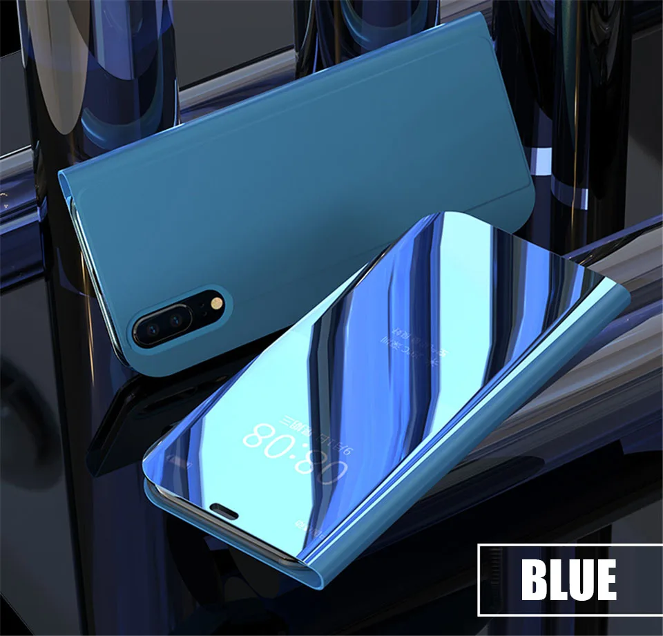 Blue Роскошный зеркальный флип-чехол для iPhone 8, 7, чехол, 6, 6S Plus, XR, XS, Max, X, кожаный чехол, держатель для iPhone, XR, 7 plus, 8 plus, X, чехол, сумка - Цвет: Blue