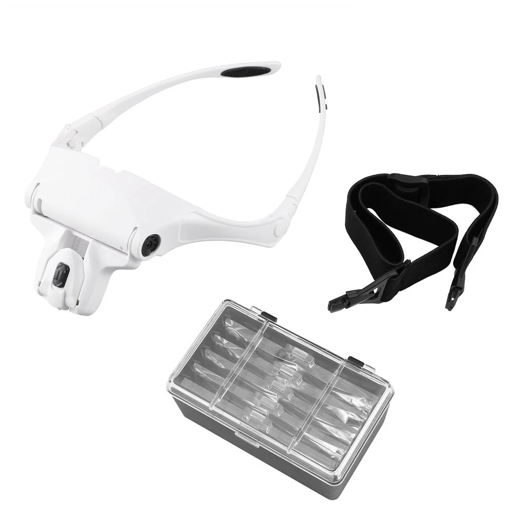 5Pcs 2LED Head Lamps Lens Interchangeable Headband Magnifier Glasses 1.0X/1.5X/2.0X/2.5X/3.5X Magnifications Magnifying |