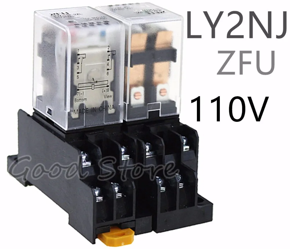 1 комплект ZFU матовое реле LY2NJ 8 Pin 10A с светодиодный + PTF08A гнездо электромагнитное 110