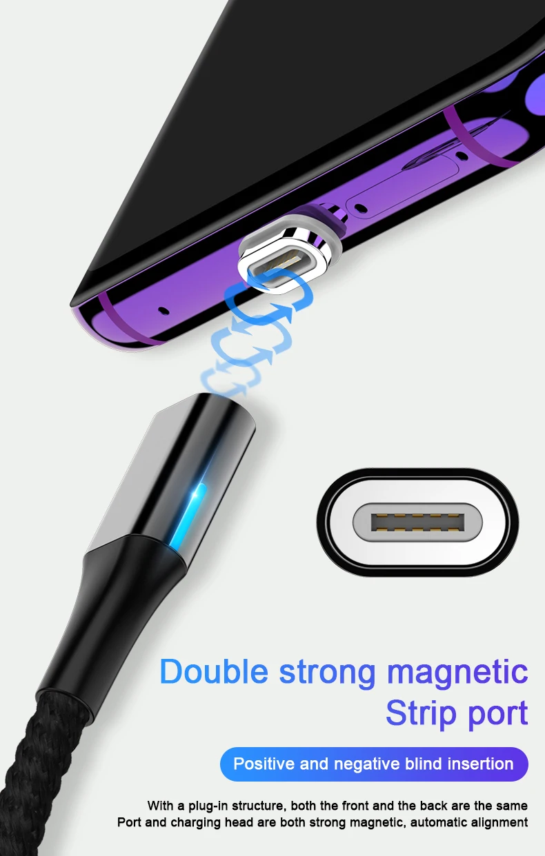 5А USB кабель type-C Магнитный нейлоновый Плетеный USB-C Магнит Micro USB кабель зарядного устройства для huawei mate 20 X P20 Pro Супер быстрая зарядка