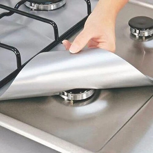 

4 Pcs Square Gas Hob Protector Pads Reusable Non Stick Easy Clean Stove Mat