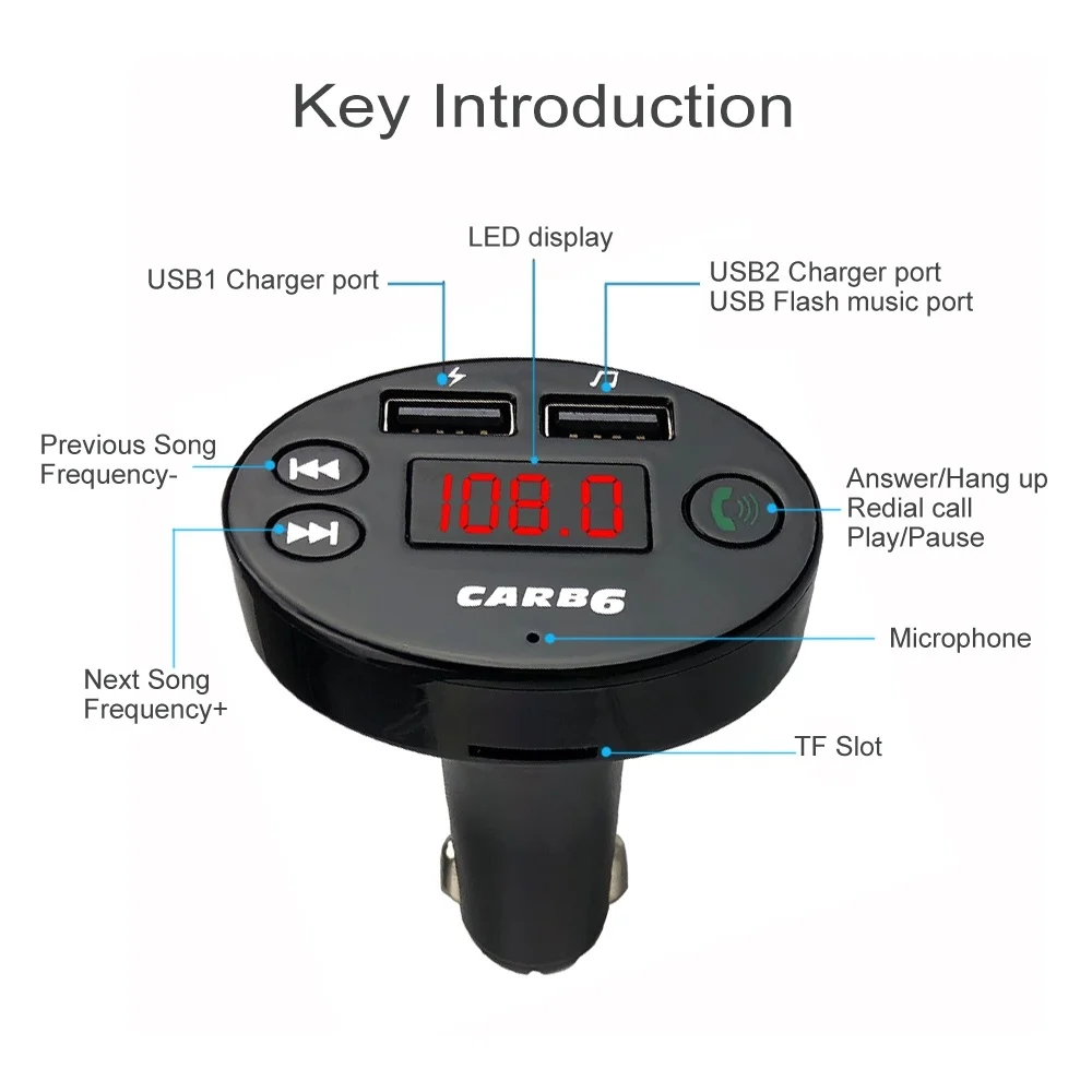 Universal Car Bluetooth FM Transmitter Hand-free MP3 Player USB TF SD Music Playing LCD Display Charger | Мобильные телефоны и