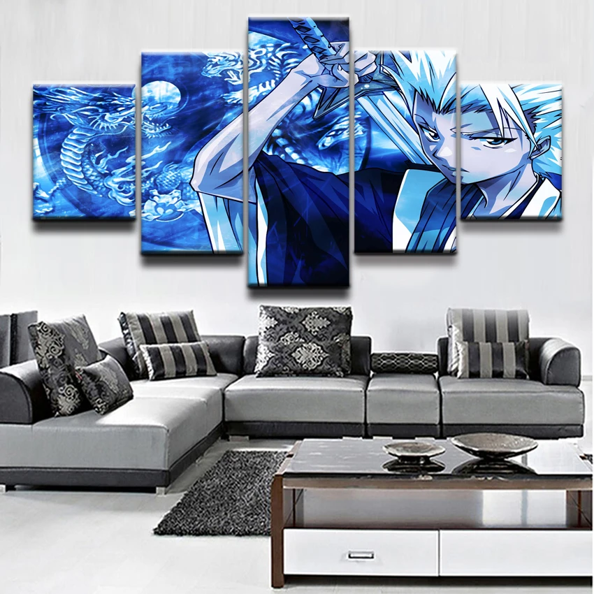 Canvas Prints Painting Modular Pictures Wall Art Home Decor Bedroom 5 Pieces Anime Bleach Toshiro Hitsugaya Poster Framework | Дом и сад