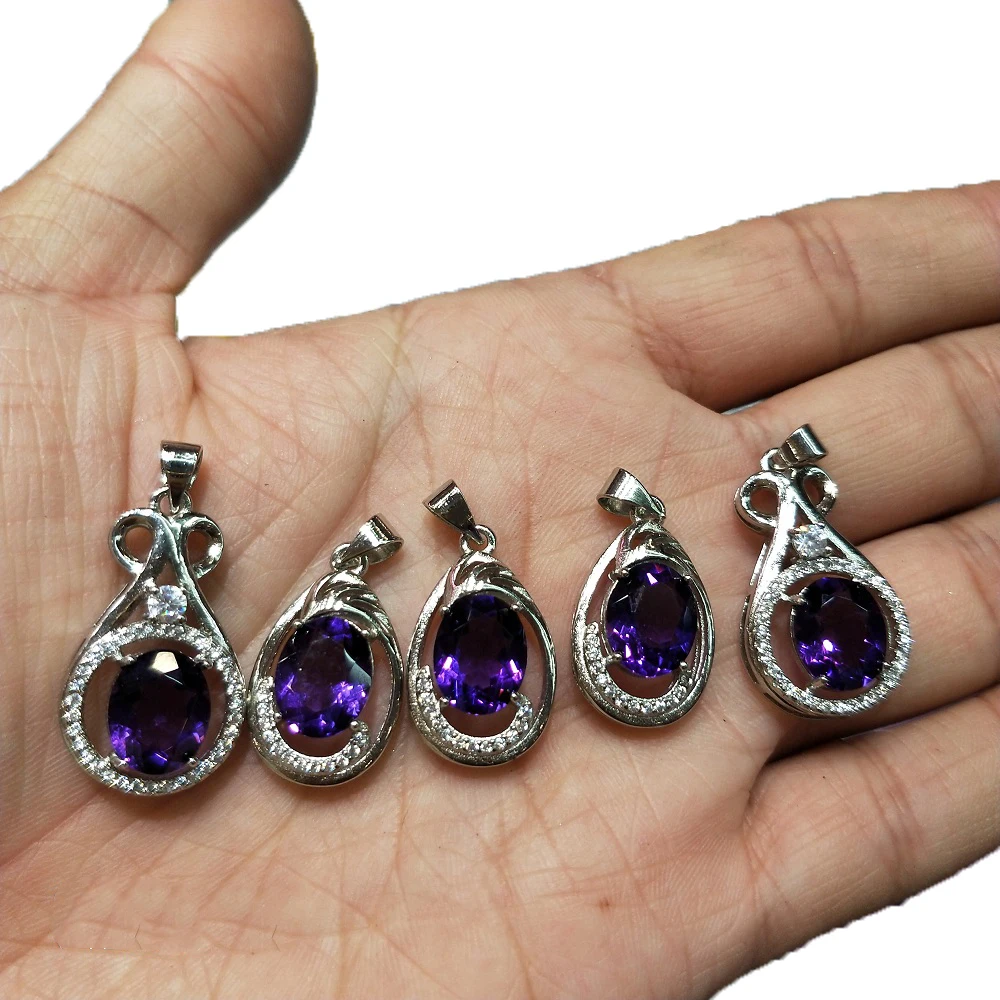 

Natural Crystal Stone Personalized Silver Plated Amethysts Pendant Fashion Jewelry