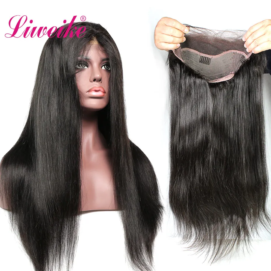 Liweike прямые 300% Плотность фронта шнурка 13*4 Remy человеческие волосы Парики
