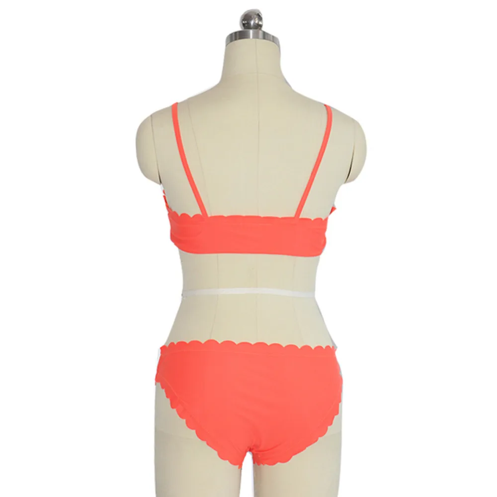 Летний оранжевый комплект бикини с лямкой на шее купальник женский бюстгальтер