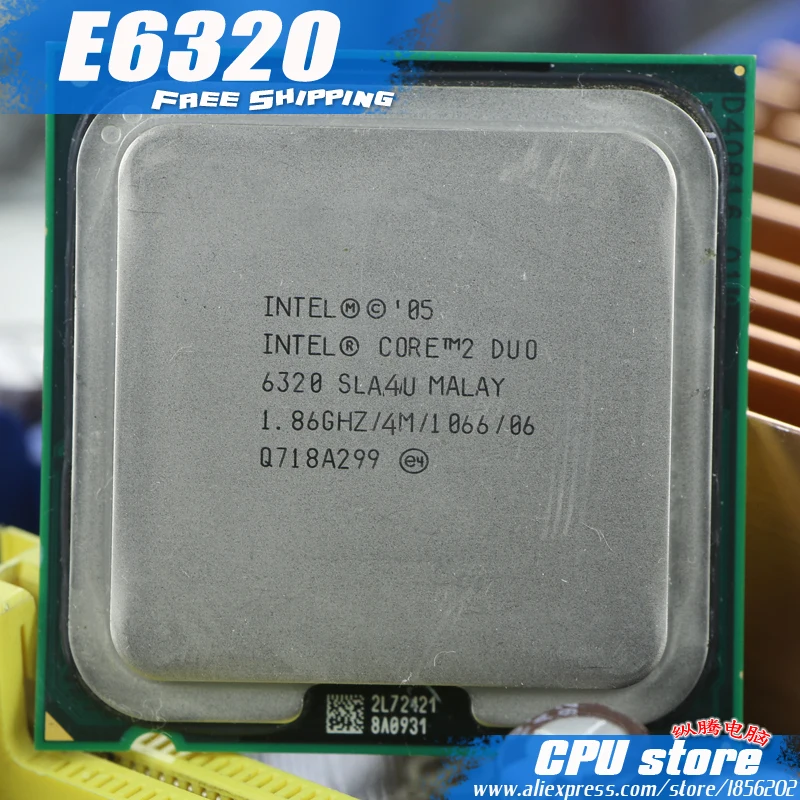 Процессор Intel Core 2 Duo E6320 cpu 1 86G (1 86 ГГц/4 м/1066 ГГц) Socket 775 Бесплатная доставка