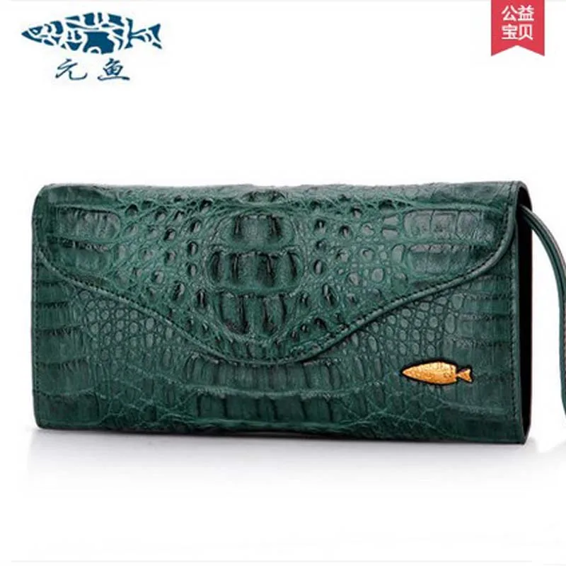 

Новинка, Лидер продаж, бесплатная доставка, настоящий тайский крокодиловый женский клатч yuanyu, длинный женский кошелек для ужина, Вместитель...