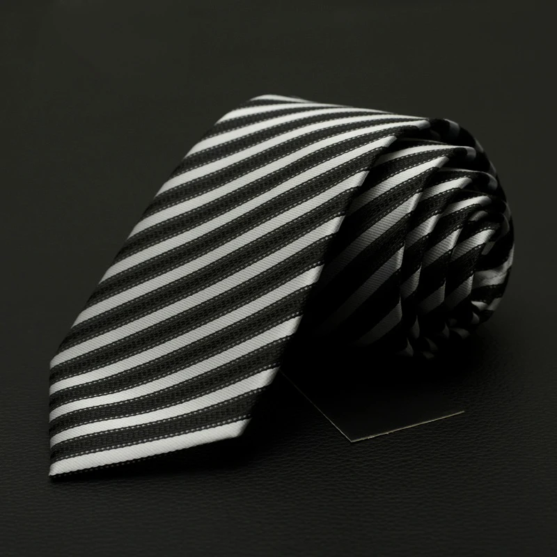 

Мужской галстук в черно-белую полоску, деловой галстук на шею 7 см, офисный галстук, 2019