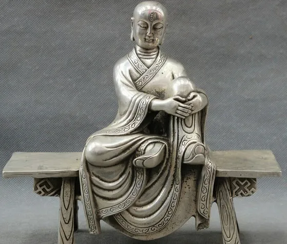 YM 316 8 &quotКитайский серебряный буддийский молитвенный Архат фигурка монаха