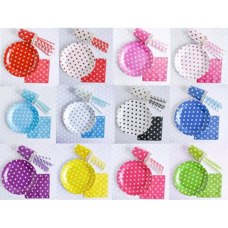 Золотые бумажные тарелки в горошек 12 шт./лот вечерние одноразовые для украшения