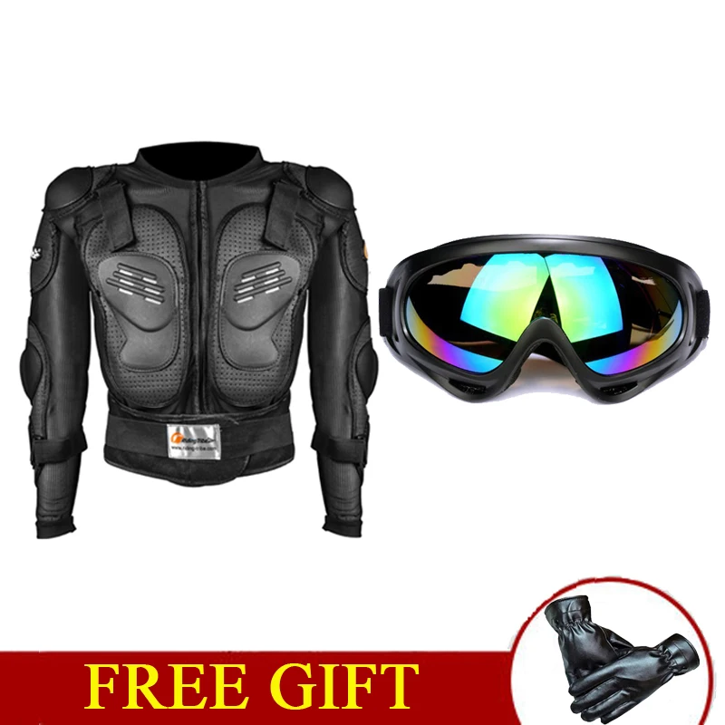 jacket-glas Мотоциклетная броня, костюм для мотокросса, защитное снаряжение, мотоциклетная куртка+ маска+ мото наколенники+ очки+ перчатки, защита - Цвет: jacket-glas