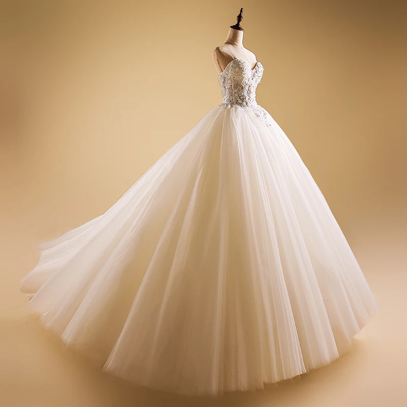 Роскошный Bling без бретелек Свадебные платья корсет легкий лиф свадебные бальные