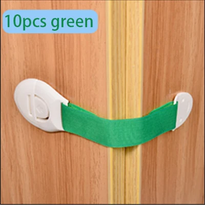 10pcs green 10 шт. Регулируемая Длина Детские замки для защитного шкафа Дети защиты ящика замки младенческой безопасности дверь холодильника туалетные замки - Цвет: 10pcs green