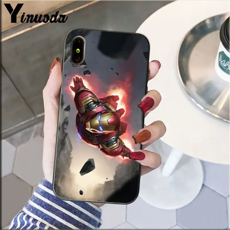 Yinuoda Marvel Avengers4 Железный человек черный мягкий силиконовый чехол для телефона Apple