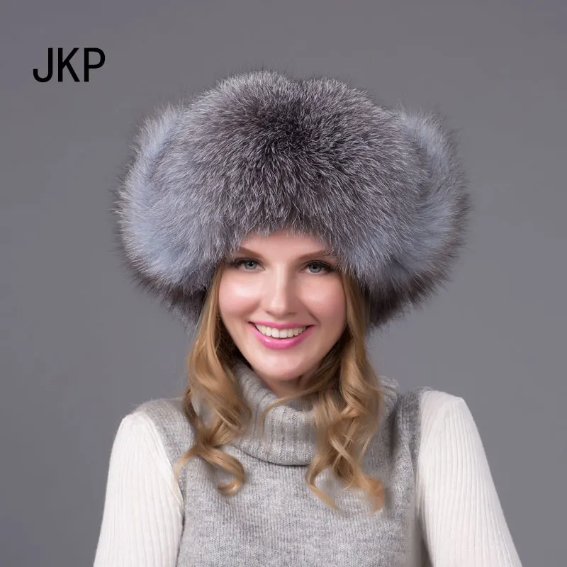 JKP 2018 новый популярный товар модная зимняя шапка из лисьего меха с ушками для